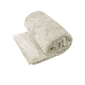 Home by Yatsal Herringbone Coral Fleece Blanket Throw Rug 150x200 cm Oyester