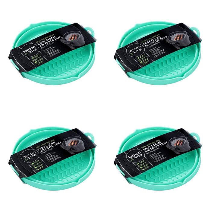 4PK Lemon & Lime Silicone Collapsible Air Fryer Tray Round 19.5cm - Assorted
