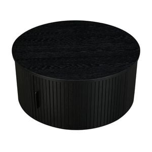 Norman 80cm Timber Round Coffee Table With Storage Black