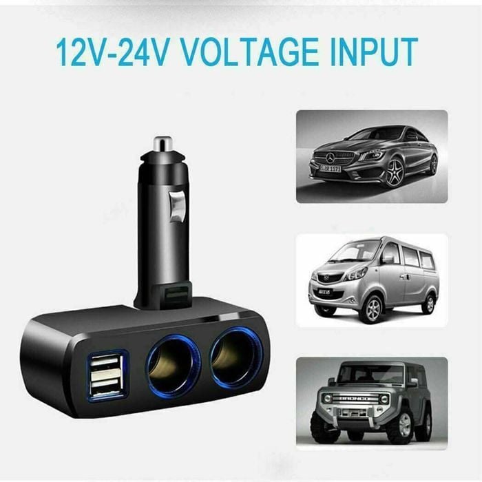 Car Cigarette Lighter Splitter Adapter | Dual 12v Sockets + 2 Usb Ports  With Led & Fast Charge