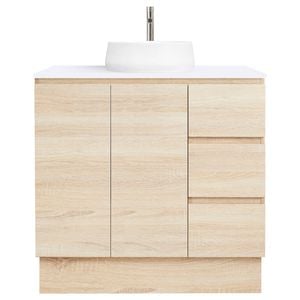 CIBO 900mm Nordic Coast Veneer Full Height Bathroom Vanity With White Matte Pod Basin