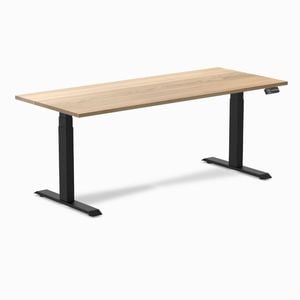 Desky Dual Sit To Stand White Ash Hardwood Desk 180x75cm Matte Black Frame