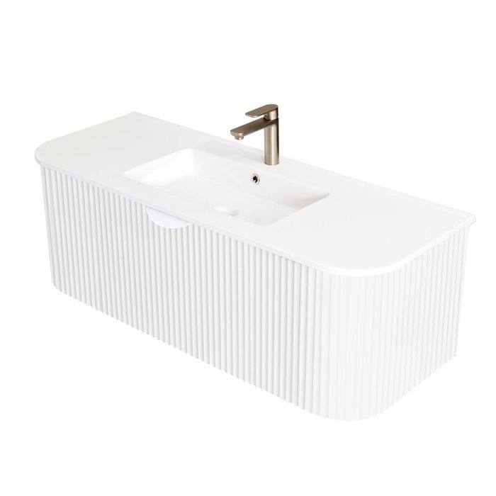 CIBO 1200mm White Ripple Luxe Vanity With Ceramic Top & Integrated Basin