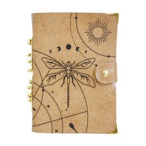 LVD Brown Leather Astrology And Dragonfly Writing Notebook Journal 13x18cm