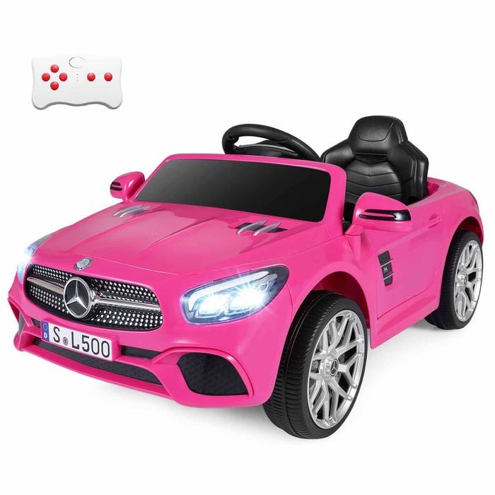 Costway 12v Kid Ride On Car Sl500 Mercedes Benz Licensed Electric Pink