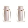 2PK LVD Sand Insulated Canvas Wine Cooler Bag 12x33cm Pink/White Stripes