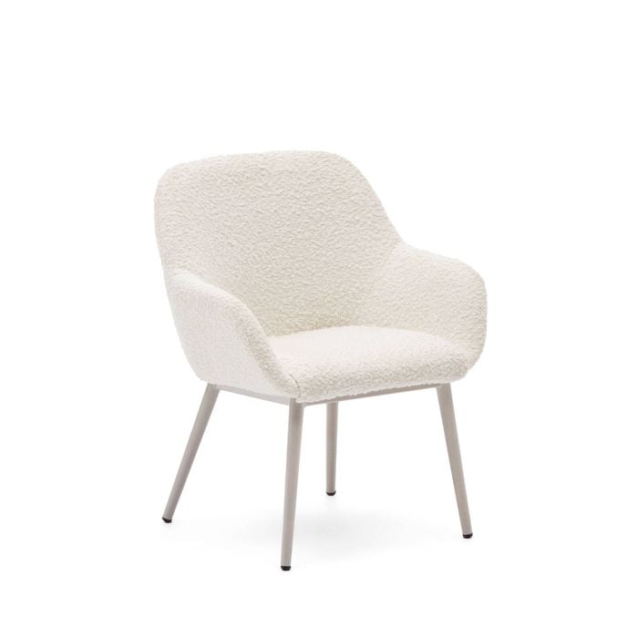 Konna children's chair in white shearling with steel legs