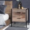 Artiss Wood & Metal 2 Drawer Bedside Table