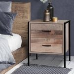 Artiss Wood & Metal 2 Drawer Bedside Table