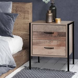 Artiss Wood & Metal 2 Drawer Bedside Table
