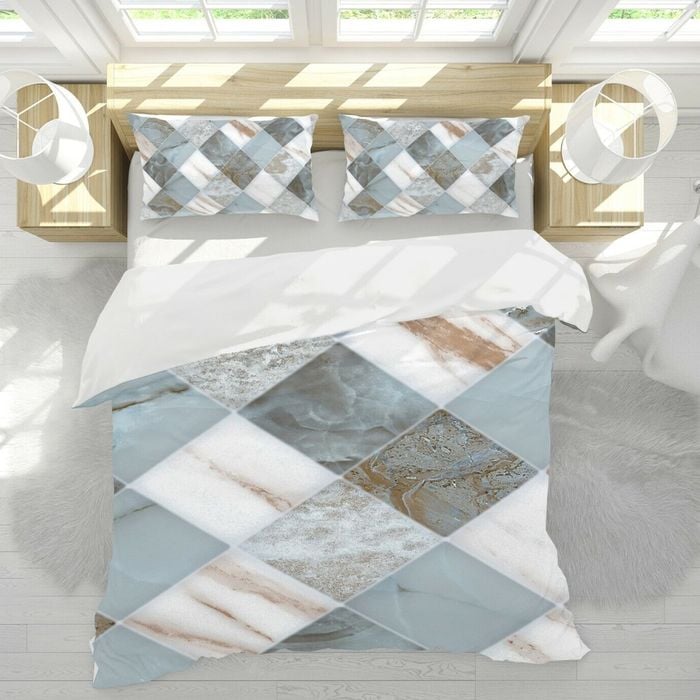 3D Grey Marble 209 Bed Pillowcases Quilt King Size