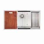 Mondella Rococo Stainless Steel Single Bowl Ledger Sink With Accessories