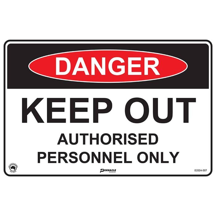 Pinnacle 300 x 200mm Metal Danger Keep Out Authorised Personnel Only Sign