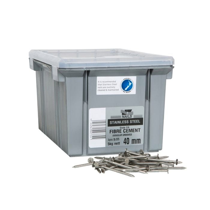 NZ Nails 40 x 2.8mm 5kg 316 Stainless Steel Fibre Cement Nail