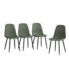Bribrion X4 Faux Leather Dining Chairs With Black Metal Legs Upholstered Pu Channel Back For Kitchen Restaurant Olive Green