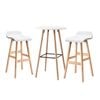 Artiss 3 Pcs Bar Table And Stools Set With Cushioned Stools Round Wooden Pub Dining Table