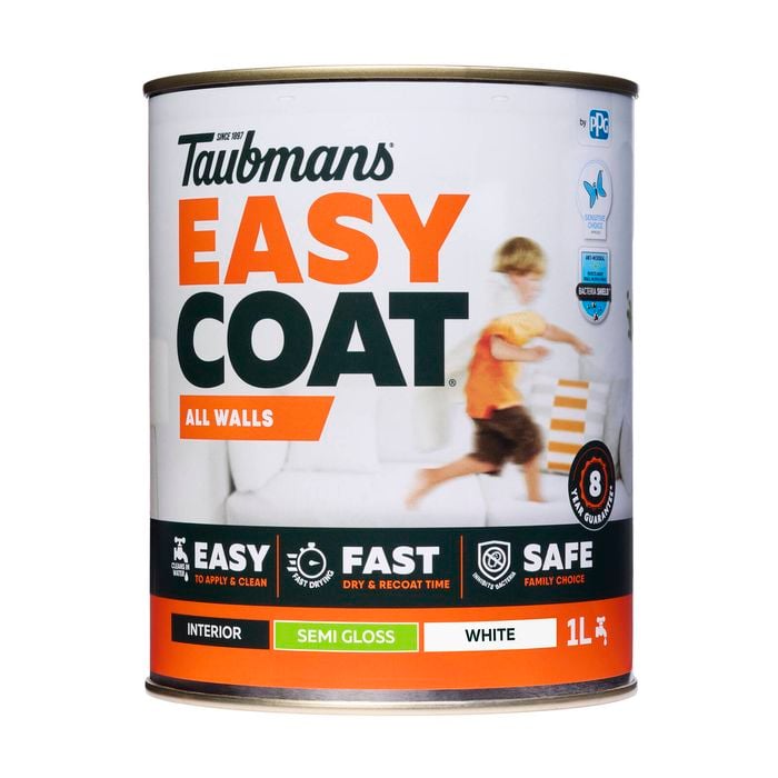Taubmans 1L White Semi Gloss Easycoat All Walls Interior Paint