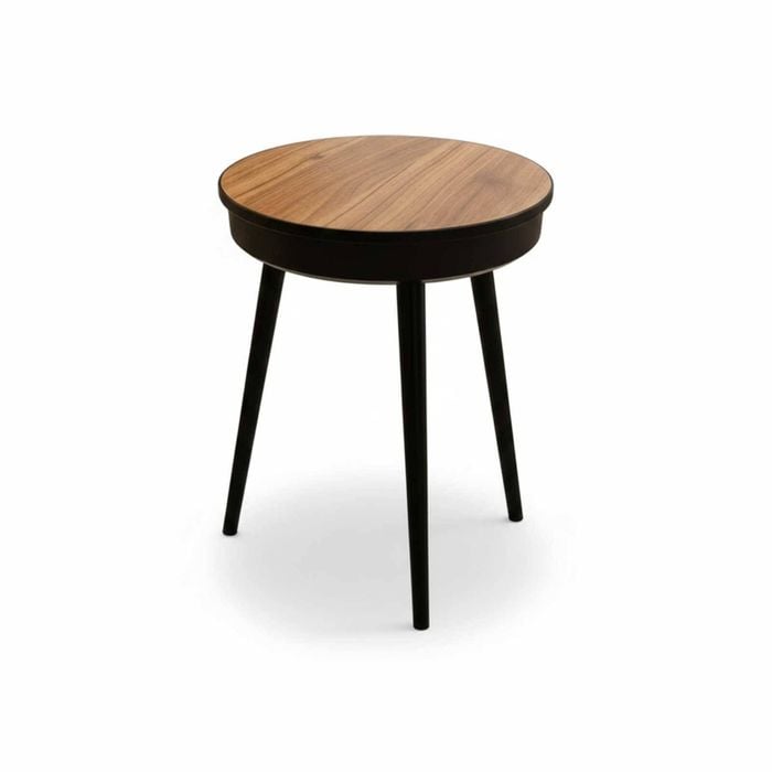 P&P Walnut Bluetooth Speaker End Table With LED Light And 360° Full Sound
