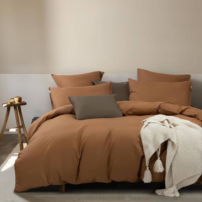 Gioia Casa 100% Cotton Vintage Washed Bed Quilt Cover Set - Rust - Single Size