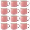 Argon Tableware 375ml Enamel Belly Mugs - Pink/cream - Set Of 12 Metal Drinking Cups Coffee Teacup Mug Set Hot, Cold Drinks Cups