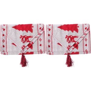2PK LVD 180x34cm Polyester Table Runner Christmas Deer Home/Kitchen Xmas Decor