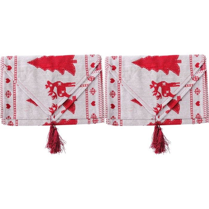 2PK LVD 180x34cm Polyester Table Runner Christmas Deer Home/Kitchen Xmas Decor