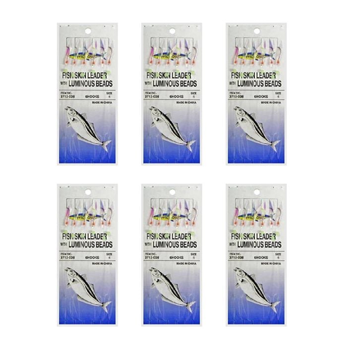 6x Surecatch Wilson Bait Jig - Fish Skin Fishing Rig 6 Hook - Size 4
