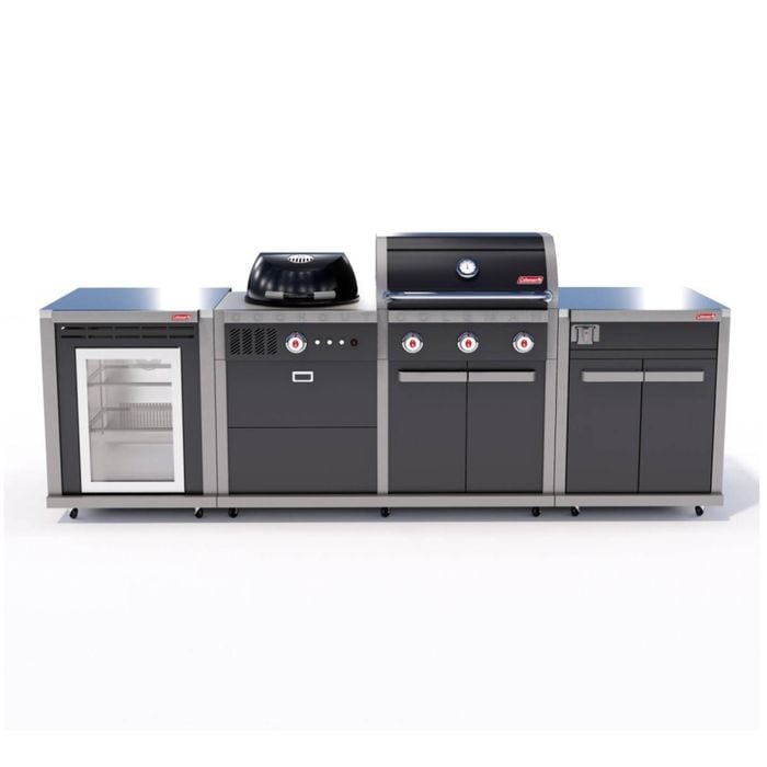 Coleman Revolution Dual Fuel Kitchen W/storage No Drawer/fridge Module Blk Gloss