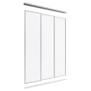Lugna 2400 x 1800mm Clear Anodised Optiglass Panels Wardrobe Triple Sliding Doors