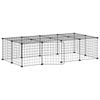vidaXL 20-Panel Pet Cage Pet Playpen Animal Enclosure with Door Black Steel