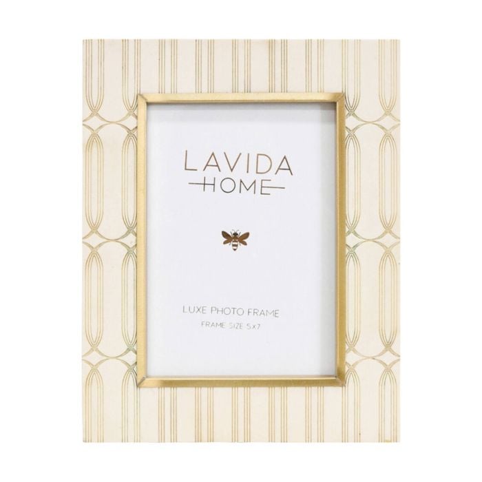 Lvd 5x7 In Amara Resin Picture/photo Frame Cream/gold 24.13x19.05x1.27cm