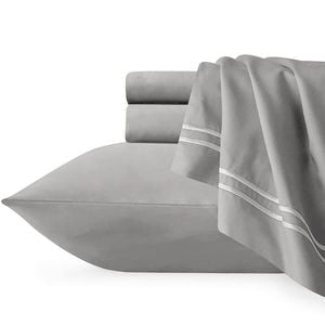 Renee Taylor Strada Embroidered 1000 Tc Egyptian Cotton Quilt Cover Sets Super King Silver White