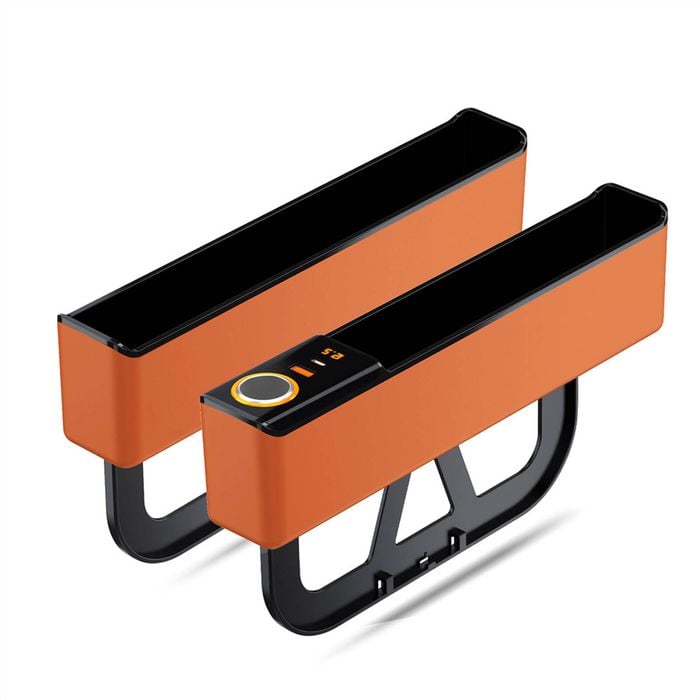 Catzon 2pcs Car Seat Gap Filler Organizer With Usb Type-c Dual Port Fast Charger-orange