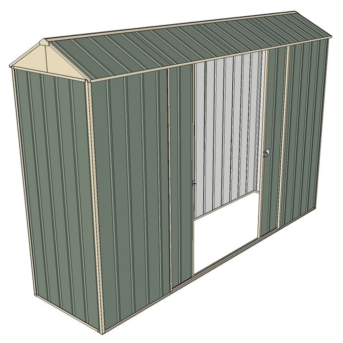 Build-a-Shed 0.8 x 3 x 2.1m Gable Double Sliding Side Door Shed - Green