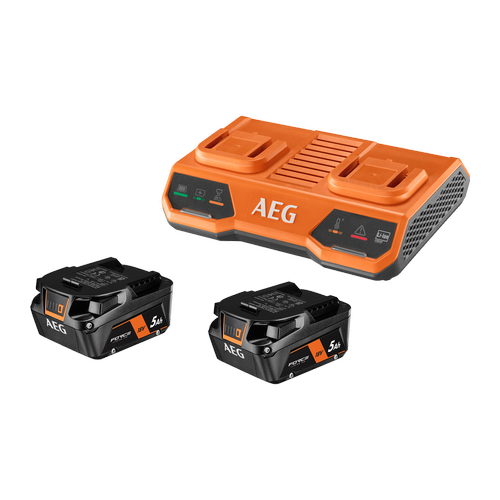 AEG 18V 5.0Ah Battery Twin Pack and Dual Port Charger Bunnings New Zealand