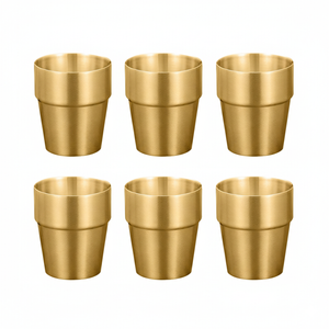SOGA 260ml Stainless Steel Cups Set of 6 Reusable Durable Gold Drinking Tumblers