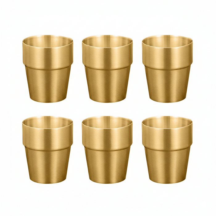SOGA 260ml Stainless Steel Cups Set of 6 Reusable Durable Gold Drinking Tumblers