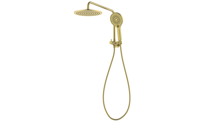 Resonance Brushed Brass 5 Function Hand Shower and 1/2 Twin Shower Set 