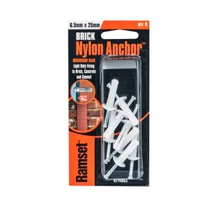 Ramset Nylon Anchor Mushroom Head 6.5 x 25mm 8pk