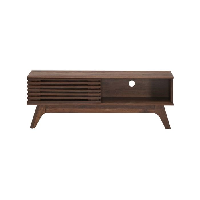 Design Square Camille Wooden Lowline Entertainment Unit TV Stand 120cm W/ 1-Door - Walnut