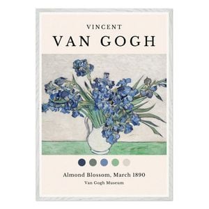 Galrie Van Gogh's Irises in Vase Iconic Post-Impressionist Art Print for Home Decor, White Frame, A1 60 x 84cm (23 x 33inch)