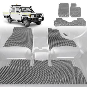 6D Diamond Car Floor Mats for Toyota LandCruiser 79 Series Double Cab 2012-Current-Full Set-Grey-Outback GT