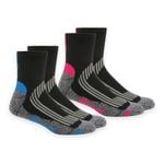Hard Yakka Size 3-8 Multi-Coloured Women's Coolmax Quarter-Crew Socks - 2 Pack