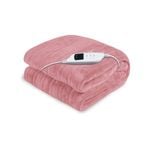 Laura Hill Heated Electric Blanket Throw Rug Coral Warm Fleece Pink