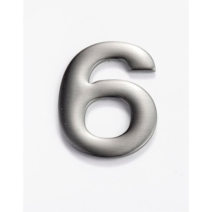 Sandleford Numeral "6" 50mm Self Adhesive Stainless Steel
