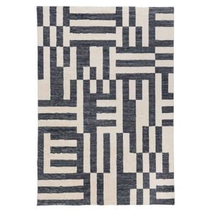 Loopsie-330cm X 240cm-emmen Black And Cream Geometric Lines Washable Rug