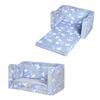 Ufurniture Kids Sofa 2 Seat Toddler Armchair Couch Children Fold out Play Couch Convertible Lounge Sofa Bed Blue