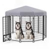 Advwin 12 Panels Pet Dog Kennel Heavy Duty Metal Dog Cage Outdoor Pet Cage Fence Pen House Enclosure