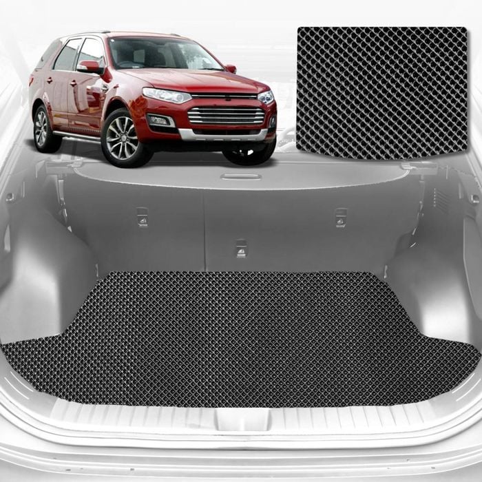 6D Diamond Car Boot Mat for Ford Territory SZ2011-2016-(3rd Row folded/5 seater)-Cargo Mat-Black-Outback GT