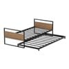 Homfurn 2x Single Size Metal Trundle Bed Frame – Industrial Style, Rust-resistant Steel, Dark Wood Accents, 150kg Capacity